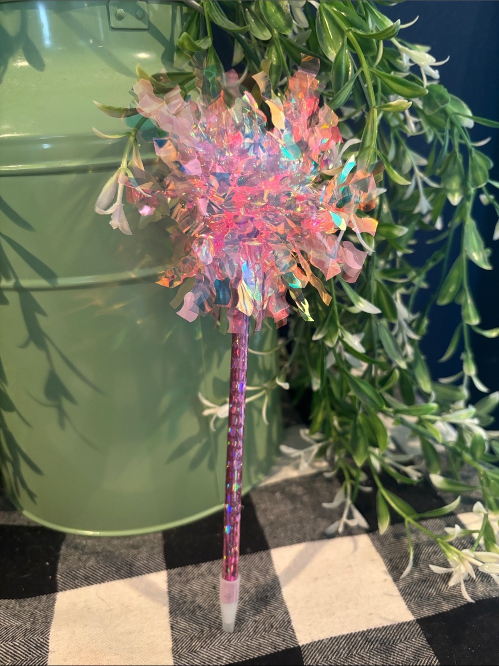 Iridescent Pink Pom-Pom Pen